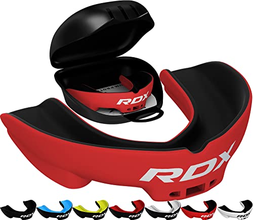 RDX Paradenti Boxe, Paradent per Gli Sport da Unisex Combattimento, Rugby, Football Americano, Kick Boxing, Muay Thai, Karate e MMA, Ideale facilmente adattabile con custodia, Junior sotto i 12 anni