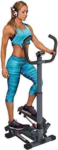 Jocca Stepper con Manubrio Passo laterale con Barre di Supporto  Glutei, Addome e Gambe  Salire e Scendere le Scale  Piedini Antiscivolo  4 Funzioni  Fitness Macchina  Manici imbottiti