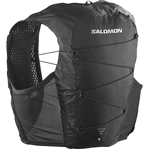 Salomon Active Skin 8 Gilet da Running compatibile con Soft Flask Unisex, Comfort a lunga durata, Idratazione ad accesso rapido, Scomparti ottimizzati, Black, L