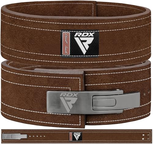 RDX 4” Cintura Palestra Sollevamento Pesi Powerlifting Pelle, 10mm Approvato da IPL USPA, 10 Regolabile Fori, Pesistica Leva Fibbia Belt per Bodybuilding Fitness Gym Allenamento Schiena Sostegno Uomo