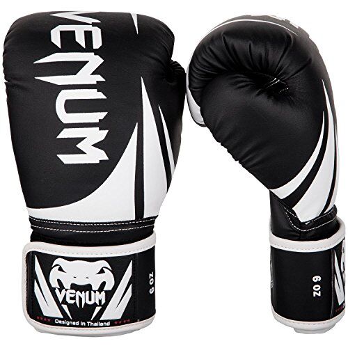 VENUM Challenger 2.0 Bambini, Guantoni da Boxe Unisex-Youth, Nero/Bianco, 4 oz