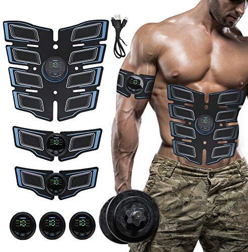 ZJchao Elettrostimolazione EMS per allenatore addominale, stimolatore muscolare addominale cintura fitness cintura muscolare addominale stimolatore muscolare addominale fitness(blu)