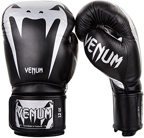 VENUM Giant 3.0, Guantoni da Boxe Muay Thai Kick Boxing, Unisex Adulto, Nero/Argento, 12 Oz