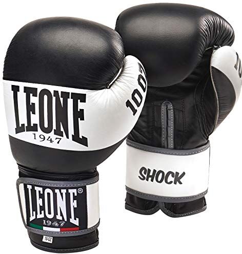 Leone , Shock Guanti Boxe, Unisex Adulto, Nero, 12 OZ, GN047