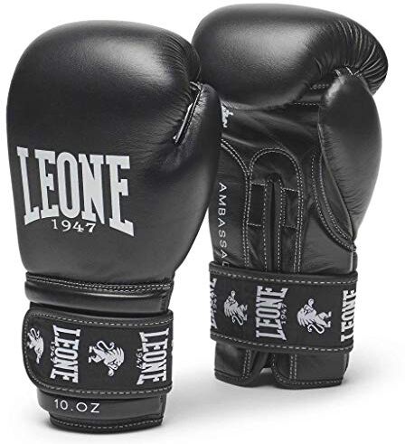 Leone Ambassador, Guantoni da Boxe Unisex Adulto, Nero, 10oz