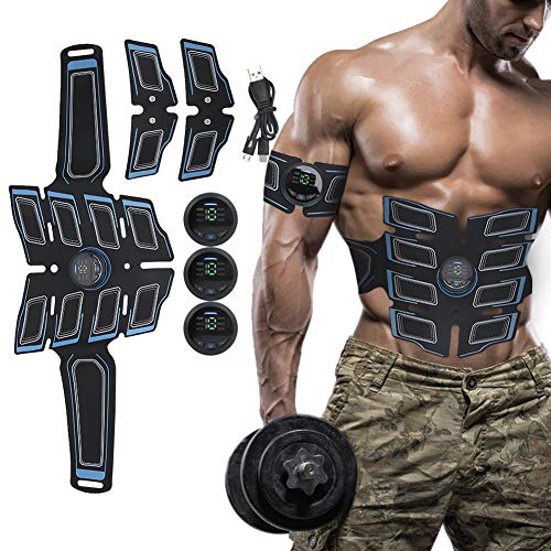 ZJchao Stimolatore muscolare EMS trainer addominale, dispositivo di allenamento ABS elettrostimolante cintura fitness professionale per allenatore addominale muscolare (blu)