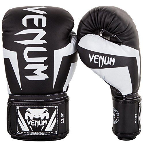 VENUM Elite Guanti da Boxe, Unisex Adulto, Nero/Bianco, 12 oz