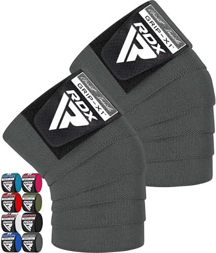 RDX Ginocchio Fascia Powerlifting Ginocchia Supporto, Approvato da IPL USPA, 200CM Lungo Pesistica Fasce Elastica Bendaggio, Knee Wraps Palestra Allenamento Squat Bodybuilding Ginnastica, Uomo Donna