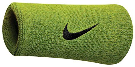 Nike Swoosh Wristbands Doublewide Polsino Tennis, Giallo Fluo/Nero