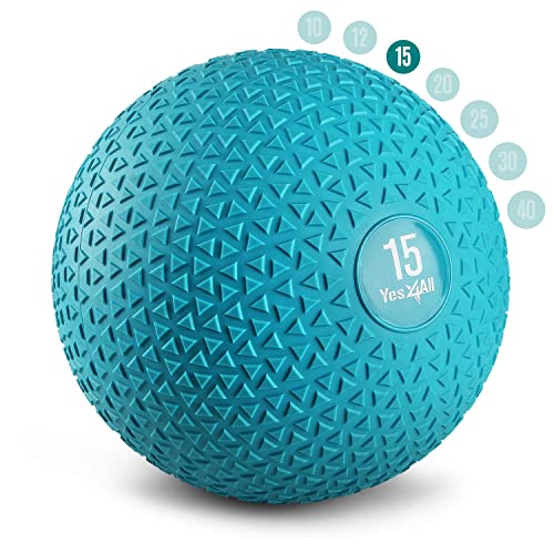 Yes4All Slam Balls 6,8 kg, verde acqua, palla medica riempita di sabbia senza rimbalzo, adatta per l'allenamento e la forza
