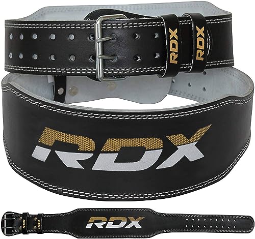 RDX Cintura per Sollevamento Pesi Palestra Fitness, Pelle Bovina, Supporto Lombare Imbottito da 4" e 6", 10 Fori Regolabili, Powerlifting Bodybuilding Deadlifts Squat Esercizio Allenamento.