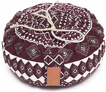 #DoYourYoga cuscino rotondo per yoga 30cm x 15cm   rosso-bianco   fodera lavabile   riempito con gusci di grano saraceno biologico (KBA)   cuscino yoga per Yin Yoga e Meditazione