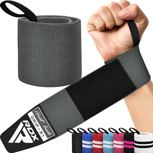 RDX Fasce Polsi Sollevamento Pesi Cinghie Passante Pollice, Approvato da IPL e USPA, Polsini Palestra Supporto Polso Wrist Wraps Polsiera Allenamento, Powerlifting, Bodybuilding, Fitness, Uomo Donna