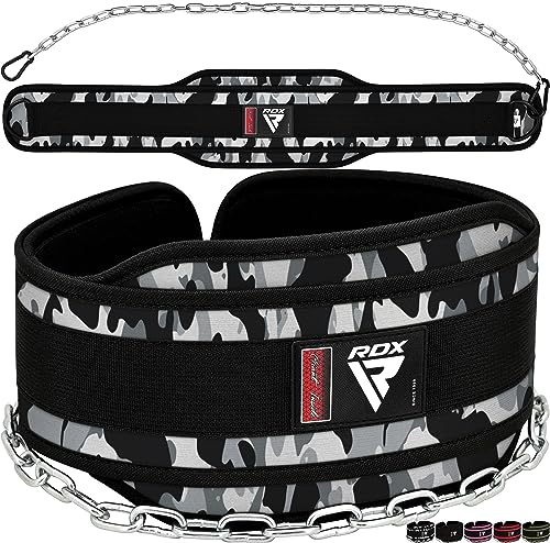 RDX Cintura 6'’ Palestra per Dip Sollevamento Pesi, Lombare Supporto Catena, Pesistica Zavorra Belt per Bodybuilding Powerlifting Fitness Gym Allenamento Schiena Sostegno, Uomo Donna