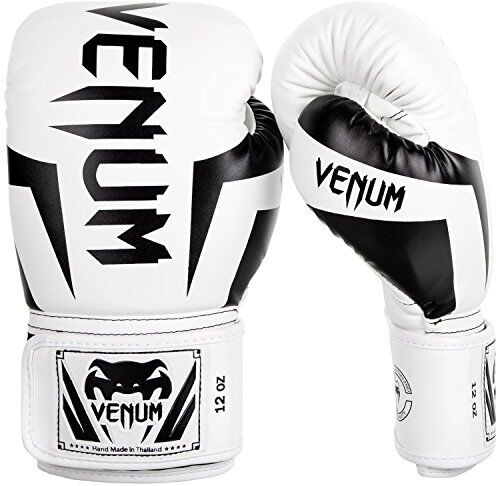 VENUM Elite Guanti da Boxe, Unisex Adulto, Bianco/Nero, 12 oz