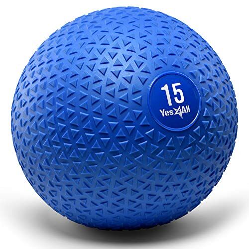 Yes4All Slam Balls 6,8 kg, blu, palla medica riempita di sabbia senza rimbalzo, adatta per l'allenamento e la forza