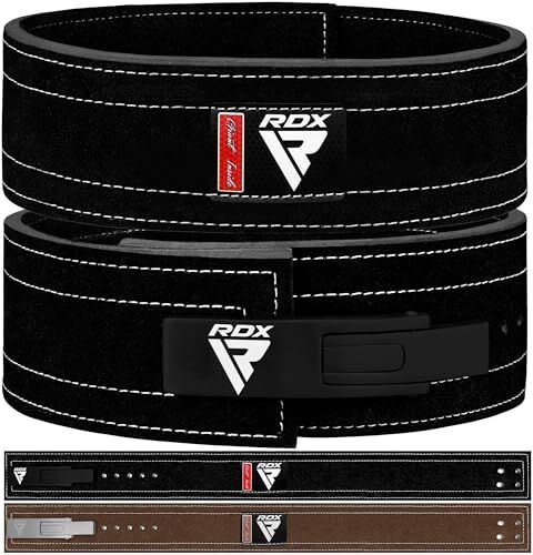 RDX 4” Cintura Palestra Sollevamento Pesi Powerlifting Pelle, 10mm Approvato da IPL USPA, 10 Regolabile Fori, Pesistica Leva Fibbia Belt per Bodybuilding Fitness Gym Allenamento Schiena Sostegno Uomo