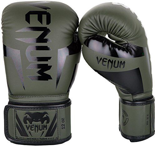 VENUM Elite Guanti da Boxe, Unisex Adulto, Verde (Cachi/Nero), 10 oz