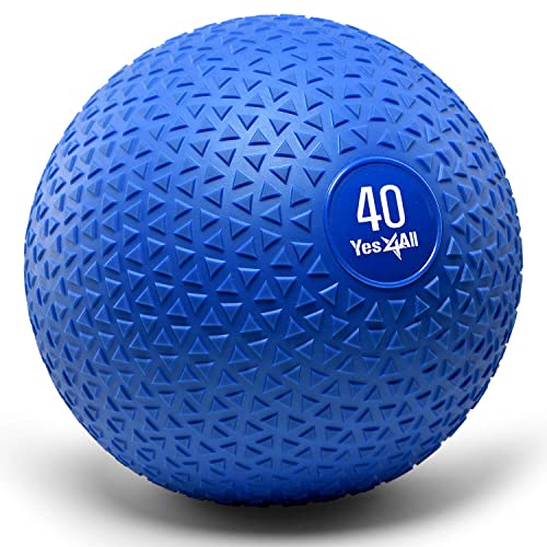 Yes4All Slam Balls 18 kg, blu, palla medica riempita di sabbia senza rimbalzo, adatta per l'allenamento e la forza