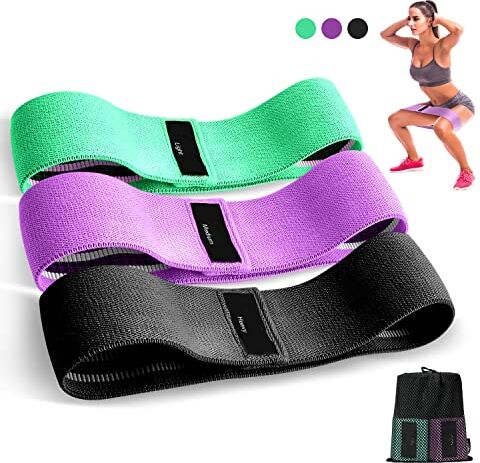 Suright Bande Elastici di Resistenza, Fasce Elastiche Fitness in Tessuto con 3 Livelli di Resistenza, Banda Elastica Antiscivoli per Esercizi Glutei, Yoga, Pilates, Palestra(3 Pezzi)