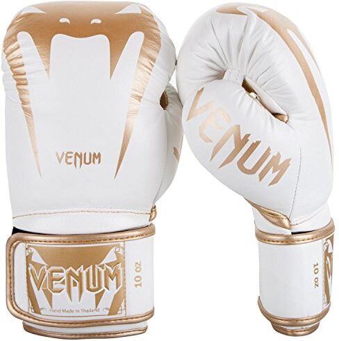 VENUM Giant 3.0, Guantoni da Boxe Muay Thai Kick Boxing, Unisex Adulto, Bianco/Oro, 10 Oz