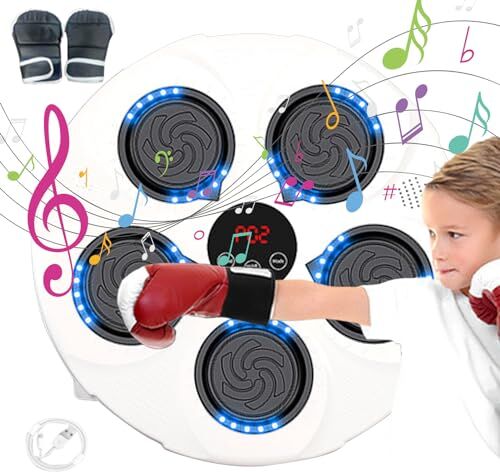 Generic Macchina da boxe montata a parete, macchina da boxe musicale,Bersaglio da boxe con musica elettronica e guantoni da boxe Trainer wireless per musica e boxe, attrezzatura intelligente per