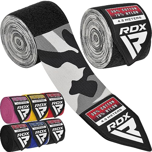 RDX Fasce Boxe Guanti Interni, 4,5 Metri 180 Pollici Elastiche Bendaggi, Polso Mani Protezione Sottoguanti, Pugilato Bende per Arti Marziali Muay Thai MMA Kickboxing Punzonatura Allenamento Hand Wraps