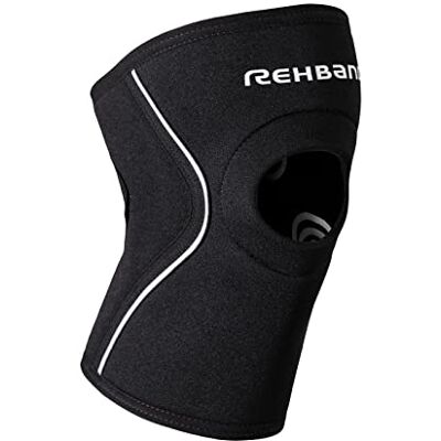Rehband fascia ginocchio patellare in neoprene 5 mm, ginocchiera di supporto con apertura per la rotula, protezione ginocchio per sport di forza, jogging e fitness, Colore:Nero, Misura:M Rehband fascia ginocchio patellare in neoprene 5 mm, ginocchiera di supporto con apertura per la rotula, protezione ginocchio per sport di forza, jogging e fitness, Colore:Nero, Misura:M
