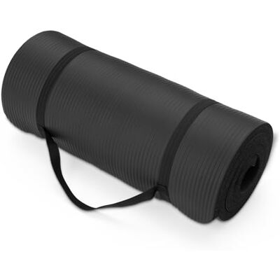 Basics 1 Inch Extra Thick Workout Exercise Yoga Mat with Carrying Strap Basics 1 Inch Extra Thick Workout Exercise Yoga Mat with Carrying Strap