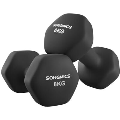 SONGMICS Set di 2 Manubri, 2 x 8 kg, Manubri Esagonale con Superficie in Vinile, per Fitness, Esercizio, Addestramento, per Palestro in Casa, Nero Inchiostro SYL180B01 SONGMICS Set di 2 Manubri, 2 x 8 kg, Manubri Esagonale con Superficie in Vinile, per Fitness, Esercizio, Addestramento, per Palestro in Casa, Nero Inchiostro SYL180B01