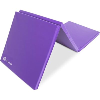 ProSource Fit Tri-Fold Folding Thick Exercise Mat 6'x2' with Carrying Handles for MMA, Gymnastics, Stretching, Core Workouts, Purple ProSource Fit Tri-Fold Folding Thick Exercise Mat 6'x2' with Carrying Handles for MMA, Gymnastics, Stretching, Core Workouts, Purple