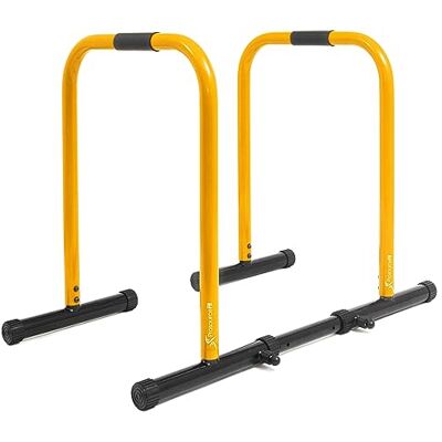 ProsourceFit Heavy Duty Dip Station, Parallel Bars with Safety Connector for Home Exercise, Strength Training, Tricep Dips, Calisthenics, and Workouts, Supports up to 400 LB, Yellow ProsourceFit Heavy Duty Dip Station, Parallel Bars with Safety Connector for Home Exercise, Strength Training, Tricep Dips, Calisthenics, and Workouts, Supports up to 400 LB, Yellow