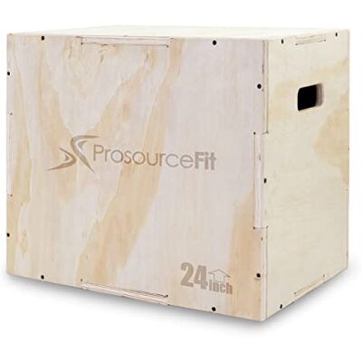 ProSource Fit 3-in-1 Wood Plyometric Jump Box For Cross Conditioning, Agility, Vertical Jump Training & Plyo Workouts, Beige, 30L x 24W x 20H ProSource Fit 3-in-1 Wood Plyometric Jump Box For Cross Conditioning, Agility, Vertical Jump Training & Plyo Workouts, Beige, 30L x 24W x 20H