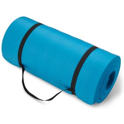 Basics Tappetino per allenamento, esercizi e yoga con tracolla, spessore extra di 2.5 cm, Acqua Basics Tappetino per allenamento, esercizi e yoga con tracolla, spessore extra di 2.5 cm, Acqua