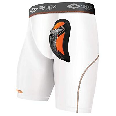 Shock Doctor Compression with Ultra Carbon Flex Cup, Pantaloncini Ragazzi, White, XL Shock Doctor Compression with Ultra Carbon Flex Cup, Pantaloncini Ragazzi, White, XL