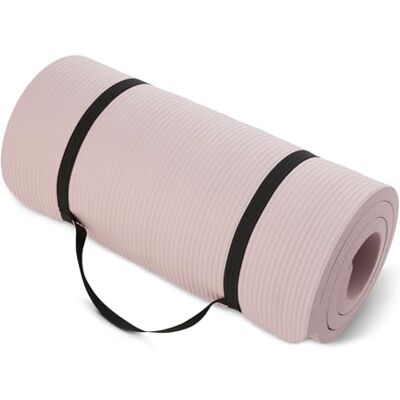 Basics 1 Inch Extra Thick Workout Exercise Yoga Mat with Carrying Strap Basics 1 Inch Extra Thick Workout Exercise Yoga Mat with Carrying Strap