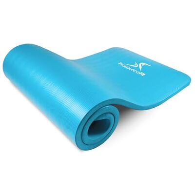 ProSource Fit Extra Thick Yoga and Pilates Mat ½” (13mm) or 1" (25mm), 71-inch Long High Density Exercise Mat with Comfort Foam and Carrying Strap, Aqua ProSource Fit Extra Thick Yoga and Pilates Mat ½” (13mm) or 1" (25mm), 71-inch Long High Density Exercise Mat with Comfort Foam and Carrying Strap, Aqua