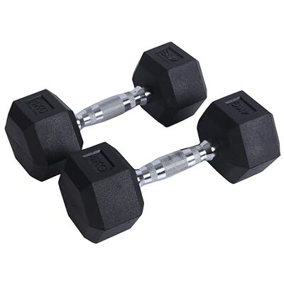 Endless Pair of 4 Kg (2 * 8.8 LB) Hexagon Rubber Coated Dumbbells Black Material: Iron and Rubber Perfect for Bodybuilding, Fitness, Weight Lifting and Training at Home or Gym Endless Pair of 4 Kg (2 * 8.8 LB) Hexagon Rubber Coated Dumbbells Black Material: Iron and Rubber Perfect for Bodybuilding, Fitness, Weight Lifting and Training at Home or Gym