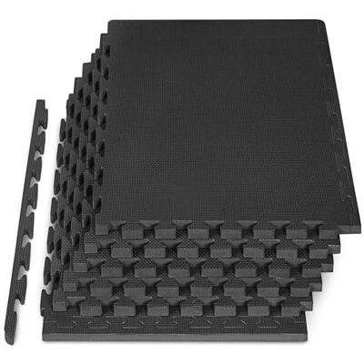 ProsourceFit Extra Thick Puzzle Exercise Mat , EVA Foam Interlocking Tiles for Protective, Cushioned Workout Flooring for Home and Gym Equipment, Black 1 inch 24 Sq Ft 6 Tiles ProsourceFit Extra Thick Puzzle Exercise Mat , EVA Foam Interlocking Tiles for Protective, Cushioned Workout Flooring for Home and Gym Equipment, Black 1 inch 24 Sq Ft 6 Tiles