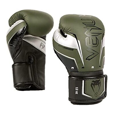 VENUM Guantoni da boxe Elite Evo Kaki/Argento 10 Oz VENUM Guantoni da boxe Elite Evo Kaki/Argento 10 Oz