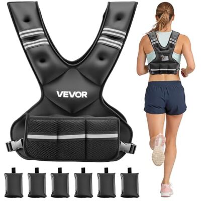 VEVOR Giacca con Pesi Regolabile 5 a 9,1 kg, Giacca con Pesi 6 Pacchi Pesi in Pellet di Ferro e Striscia Riflettente per Adulti Attrezzatura da Allenamento per Bodybuilding, Corsa, Jogging, Fitness VEVOR Giacca con Pesi Regolabile 5 a 9,1 kg, Giacca con Pesi 6 Pacchi Pesi in Pellet di Ferro e Striscia Riflettente per Adulti Attrezzatura da Allenamento per Bodybuilding, Corsa, Jogging, Fitness