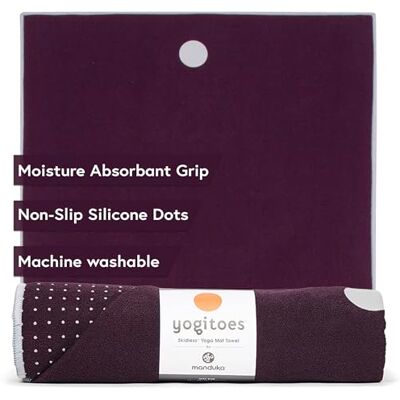 Manduka Yogitoes Asciugamano da yoga per tappetino, antiscivolo e ad asciugatura rapida, per hot yoga, con fondo in gomma, sottile e leggero, 180 cm Manduka Yogitoes Asciugamano da yoga per tappetino, antiscivolo e ad asciugatura rapida, per hot yoga, con fondo in gomma, sottile e leggero, 180 cm