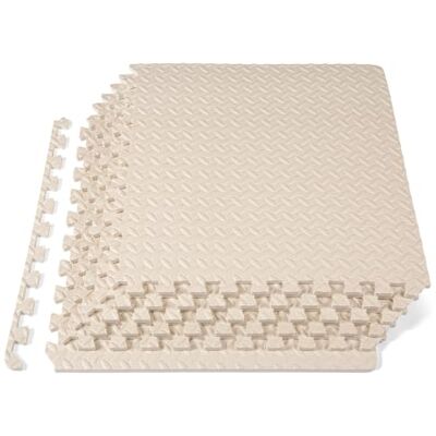 ProsourceFit Puzzle Exercise Mat ½ in, EVA Interlocking Foam Floor Tiles for Home Gym, Mat for Home Workout Equipment, Floor Padding for Kids, Cream, 24 in x 24 in x ½ in, 24 Sq Ft 6 Tiles ProsourceFit Puzzle Exercise Mat ½ in, EVA Interlocking Foam Floor Tiles for Home Gym, Mat for Home Workout Equipment, Floor Padding for Kids, Cream, 24 in x 24 in x ½ in, 24 Sq Ft 6 Tiles