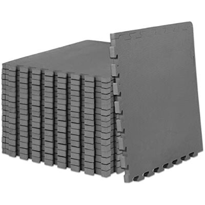 ProsourceFit Extra Thick Puzzle Exercise Mat 1", EVA Foam Interlocking Tiles for Protective, Cushioned Workout Flooring for Home and Gym Equipment, Grey 3-pack ProsourceFit Extra Thick Puzzle Exercise Mat 1", EVA Foam Interlocking Tiles for Protective, Cushioned Workout Flooring for Home and Gym Equipment, Grey 3-pack