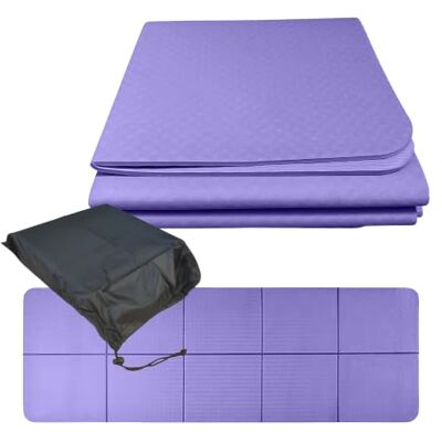 Relaxdays Tappetino Yoga, vari colori pieghevole, in TPE, 6 mm, 61x183 cm, antiscivolo, con borsa, per pilates e fitness Relaxdays Tappetino Yoga, vari colori pieghevole, in TPE, 6 mm, 61x183 cm, antiscivolo, con borsa, per pilates e fitness