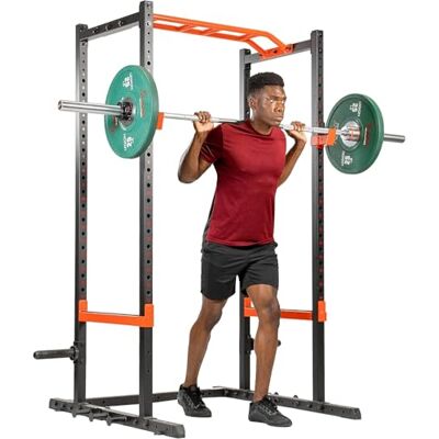 Sunny Health & Fitness Power Zone – Power Cage Rack da Allenamento, Capacità di Carico 455 kg, Barra di Sicurezza, Barra per Trazioni Inclinata, Ganci a J, Perni per Bande di Resistenza Sunny Health & Fitness Power Zone – Power Cage Rack da Allenamento, Capacità di Carico 455 kg, Barra di Sicurezza, Barra per Trazioni Inclinata, Ganci a J, Perni per Bande di Resistenza