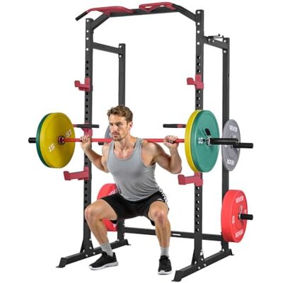 VEVOR Basic Power Rack per Allenamento da Palestra Domestica, Bilanciere e Altezza Regolabile, Attrezzatura per Allenamento di Forza in Palestra con Ganci a J e Altro per Distensioni su Panca VEVOR Basic Power Rack per Allenamento da Palestra Domestica, Bilanciere e Altezza Regolabile, Attrezzatura per Allenamento di Forza in Palestra con Ganci a J e Altro per Distensioni su Panca