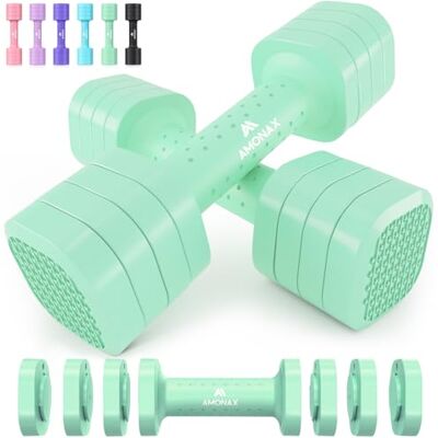 Amonax Manubri Regolabili Donna, Coppia, 1-2,3 kg / 1-5 kg, 4 in 1/5 in 1 Pesi per Donna, Set di Manubri Compatto, Attrezzatura da Palestra per Fitness, Allenamento di Forza e Casa Amonax Manubri Regolabili Donna, Coppia, 1-2,3 kg / 1-5 kg, 4 in 1/5 in 1 Pesi per Donna, Set di Manubri Compatto, Attrezzatura da Palestra per Fitness, Allenamento di Forza e Casa