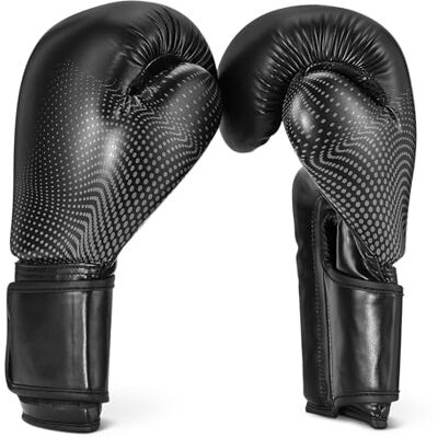 Basics Guantoni da Boxe in Pelle Sintetica per Uomo e Donna Guanti da Allenamento per Sparring, MMA, Muay Thai Design Ergonomico e Traspirante con Supporto Polso Nero Basics Guantoni da Boxe in Pelle Sintetica per Uomo e Donna Guanti da Allenamento per Sparring, MMA, Muay Thai Design Ergonomico e Traspirante con Supporto Polso Nero
