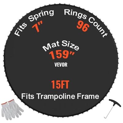 VEVOR Tappetino di Ricambio per Trampolino, Tappetino da Salto Universale Trampolino Rotondo 457 cm, Rinforza Tappetino Resistente ai Raggi UV, con Strumento Molla Anelli V, Molle 17,8 cm Lunghezza VEVOR Tappetino di Ricambio per Trampolino, Tappetino da Salto Universale Trampolino Rotondo 457 cm, Rinforza Tappetino Resistente ai Raggi UV, con Strumento Molla Anelli V, Molle 17,8 cm Lunghezza